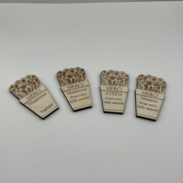 Magnet pot de fleurs merci maitresse , atsem, nounou