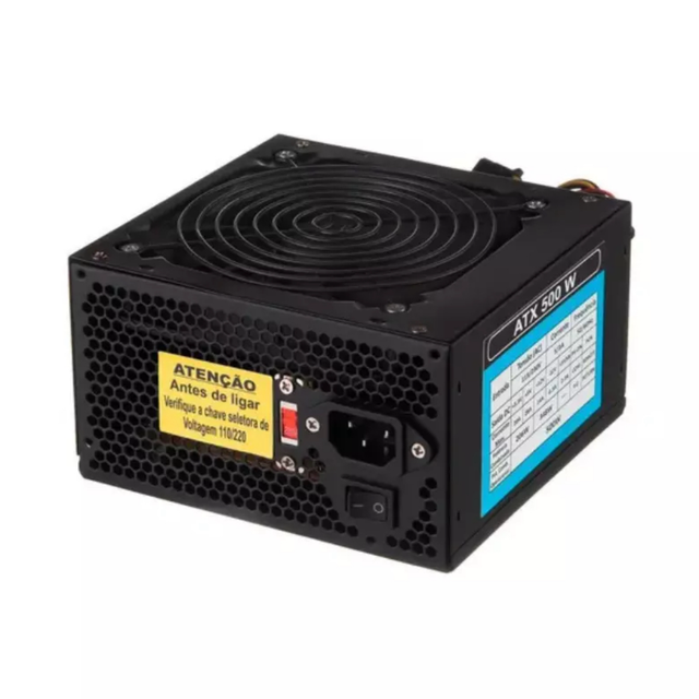 Fonte ATX para PC 500W Bivolt com 6 Conectores FDD Foneng HDW-004