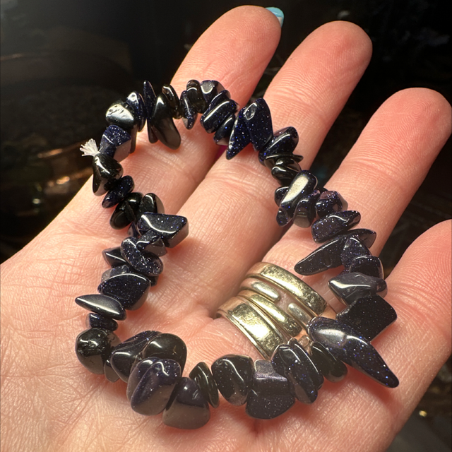 Blue Goldstone Chip Bracelet 