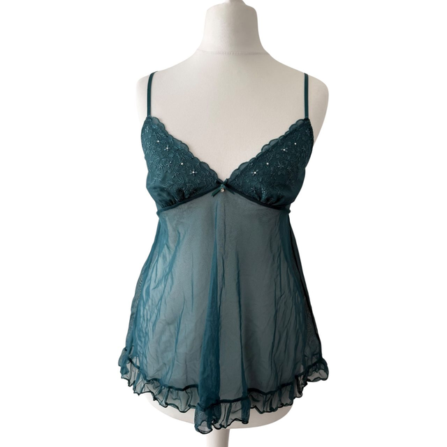 Dark ocean turquoise embroidered cups cami 