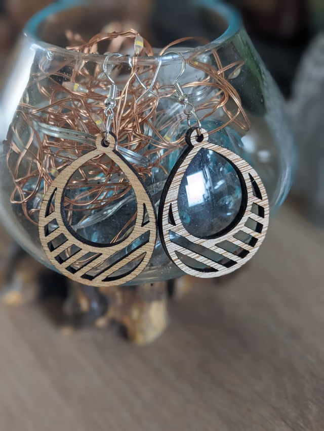 Boucle d'Oreille en bois B6