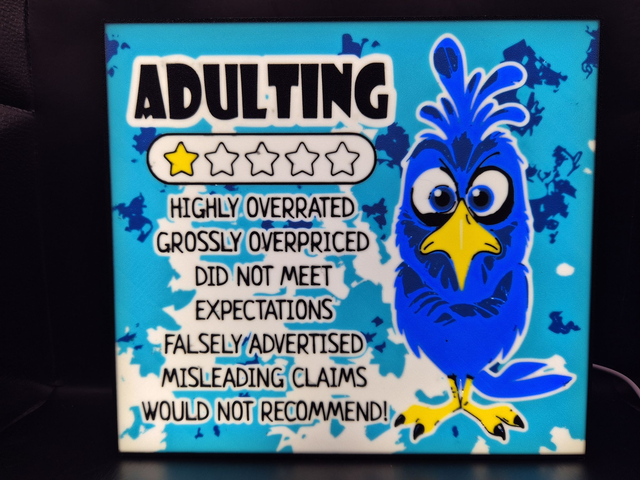 Light Up Sign Adulting Would Not Recommend