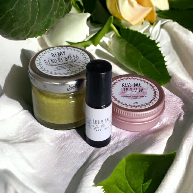 Hemp Balm, Sweet orange lip-balm and Lotus roll-on  -  3 pieces