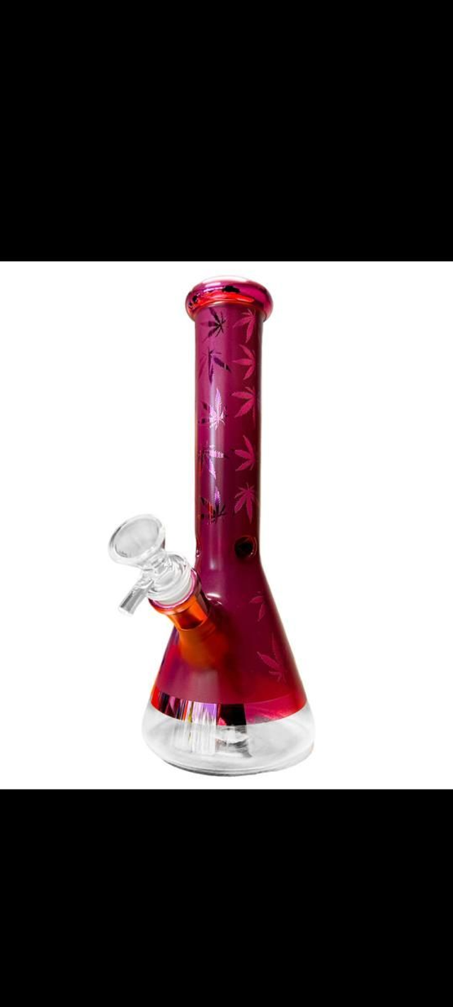 Weed Leaves Glass Bong Purple 25cm