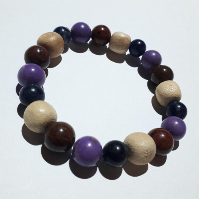 Phosphorsiderite - Sodalita - Mahagony Obsidian Palo Santo Bracelet 