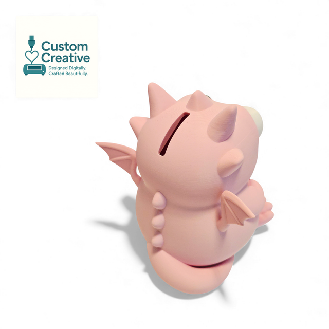 Cute Dragon Piggy Bank – 3D Printed Coin Bank (Pink or Green)