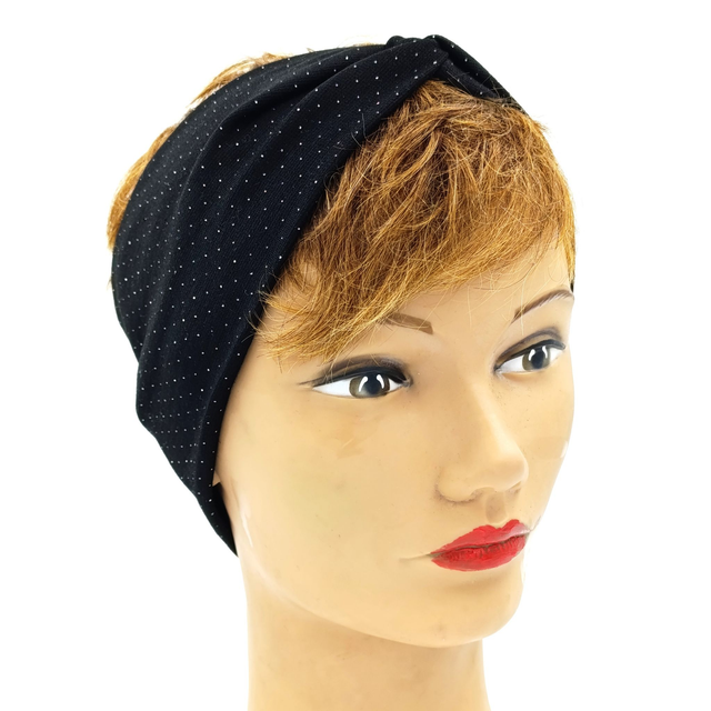 Bandeau à paillettes - noir pois argentés