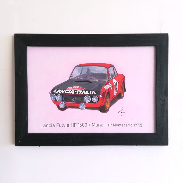 Artimotor enmarcado 22x31 - Lancia Fulvia / S. Munari (Montecarlo 1972)