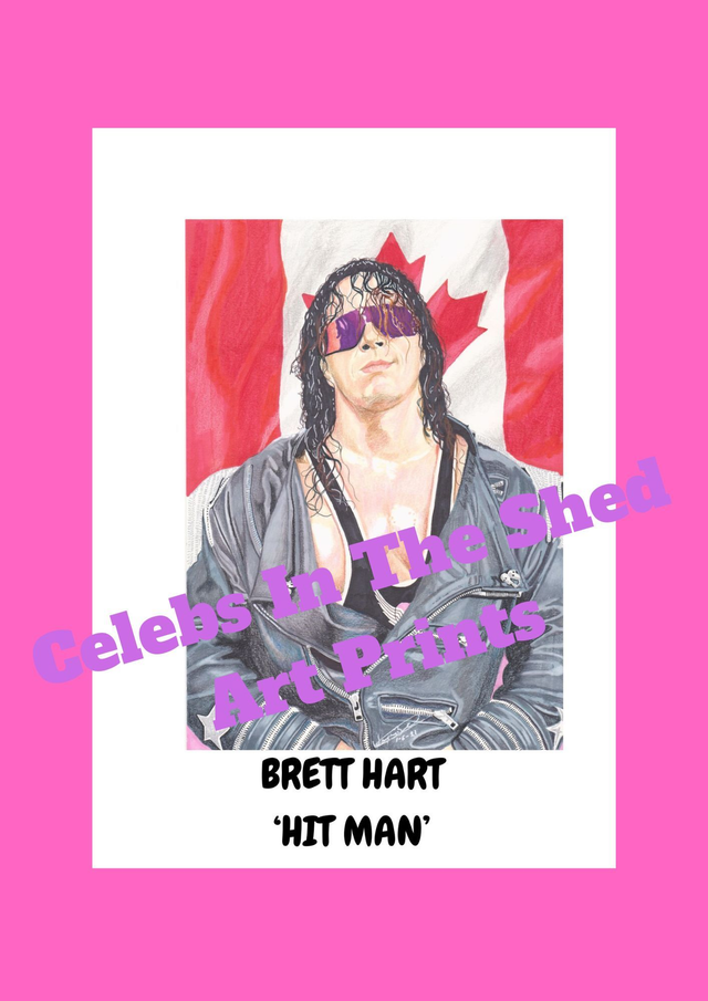 Bret 'The Hitman' Hart Limited Edition Signed A4 Portrait Print At Our Private Signing COMING SOON