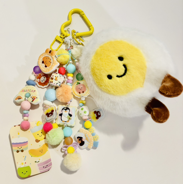 Cute Egg Character plush beaded keychain