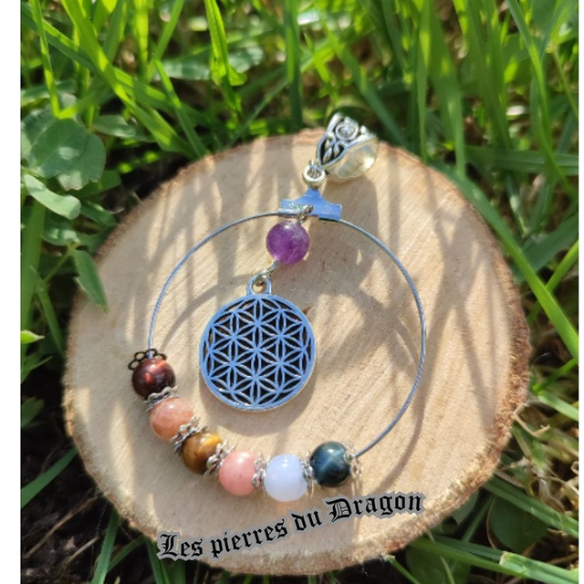 Collier 7 chakras et fleur de vie