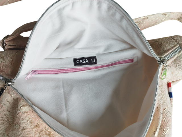 Sac banane en tissu jacquard de cérémonie variante de rose et or