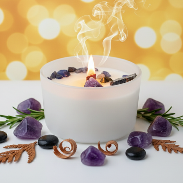 Bougie en Cristal Chakra du Plexus Solaire - Pouvoir de Guérison