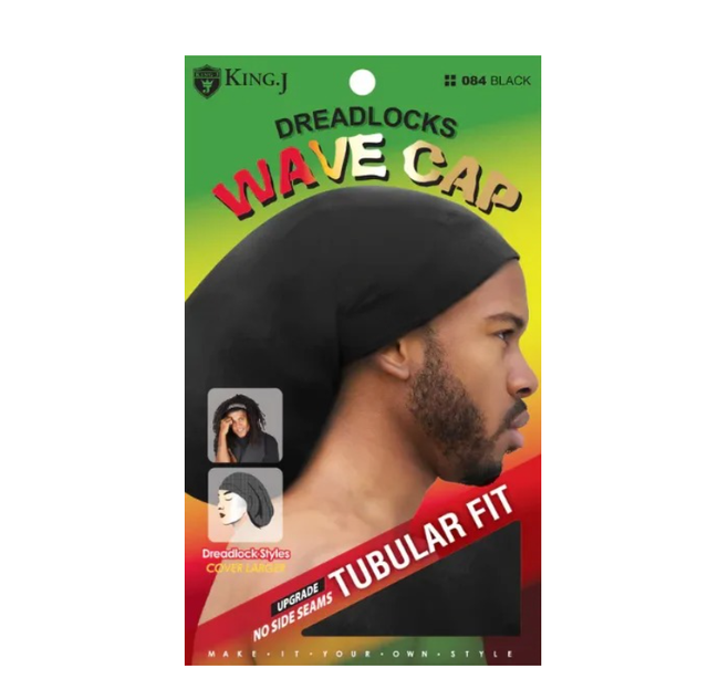 King J: Dreadlock Wave Cap - Black (084)