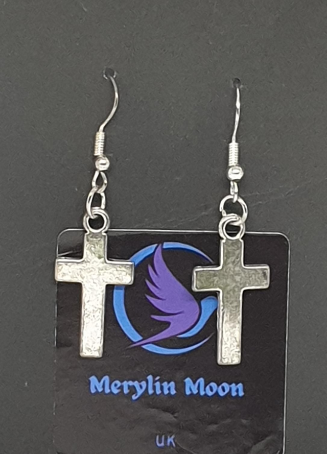 Classic Cross Earrings in Silver 
