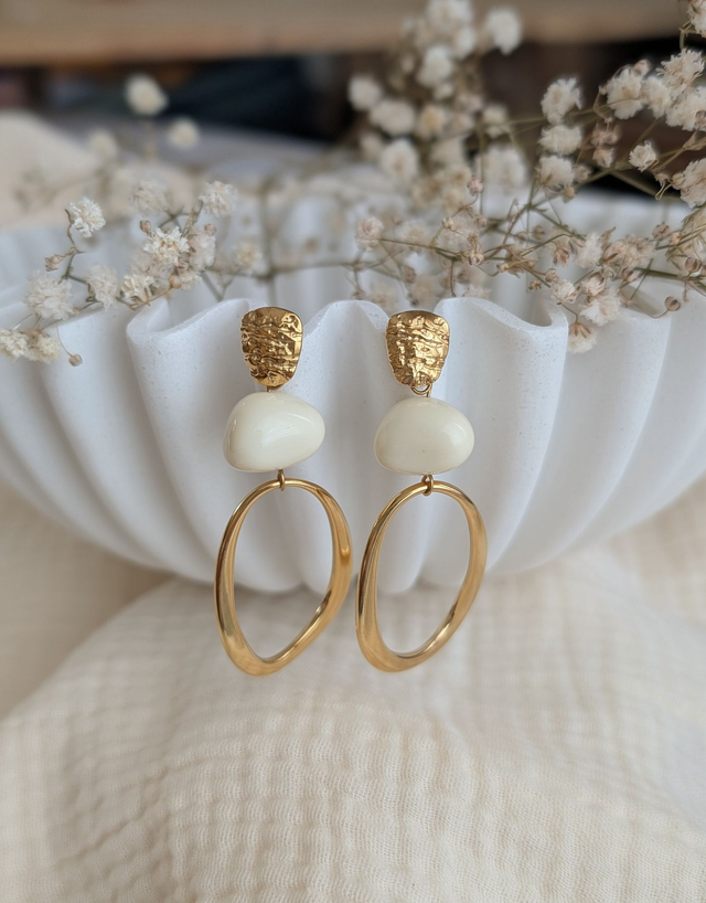 Boucles d'oreilles PAULE écru