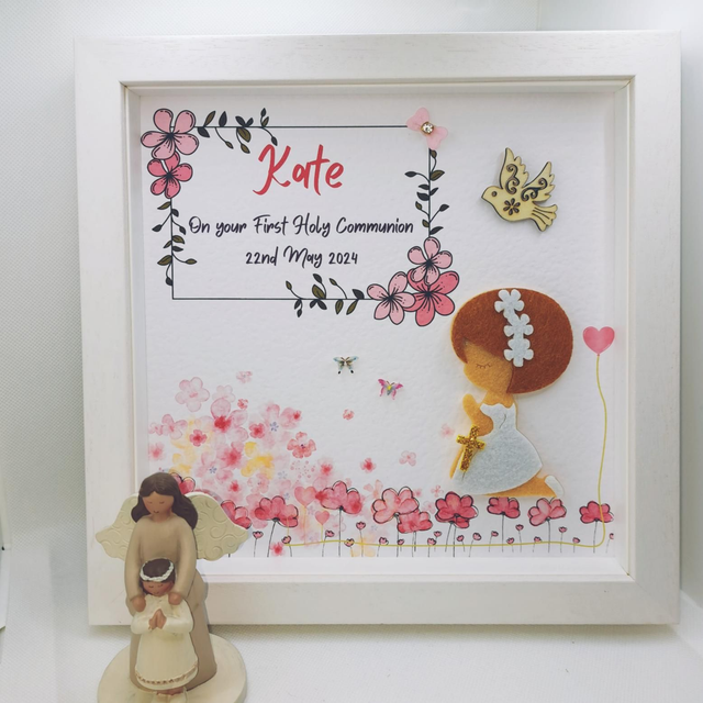 First Communion personalised Frame. Girl and boy first communion handmade gift.