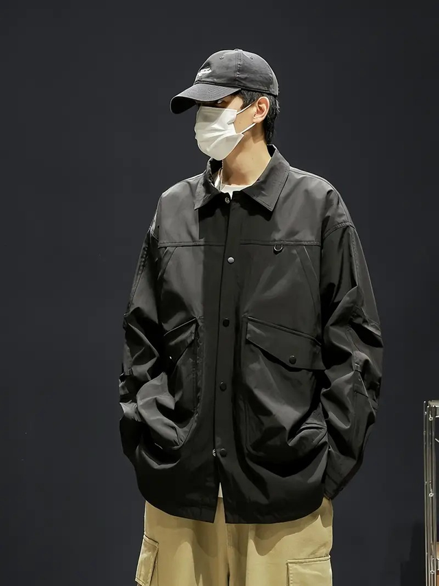 Men's Heavyweight Cargo Jacket with Large Pockets