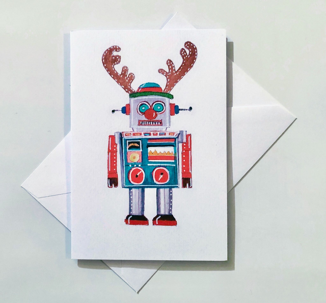  Rudolf Robot -  Illustrated Christmas Card by Suzetski