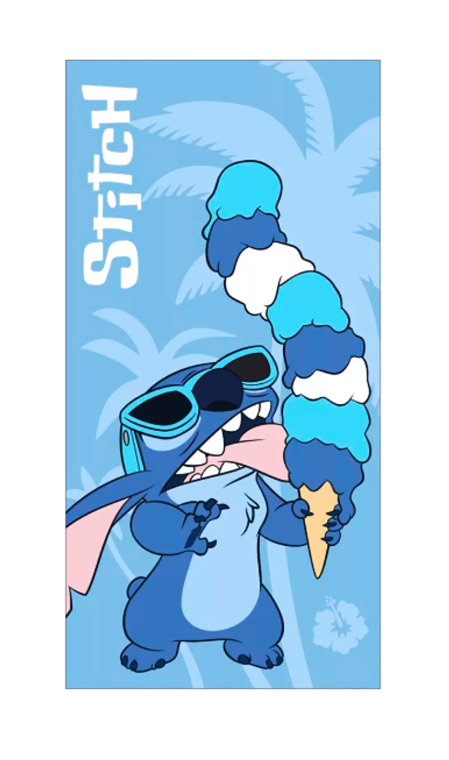 Serviette de plage - Stitch Mange Une Glace Géante - 70x140 cm