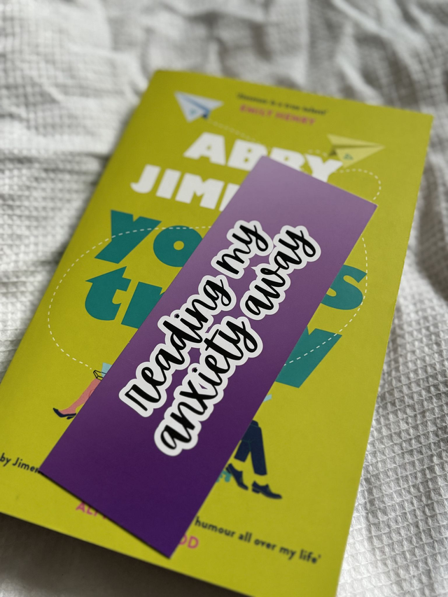 Reading my anxiety away Card Bookmark