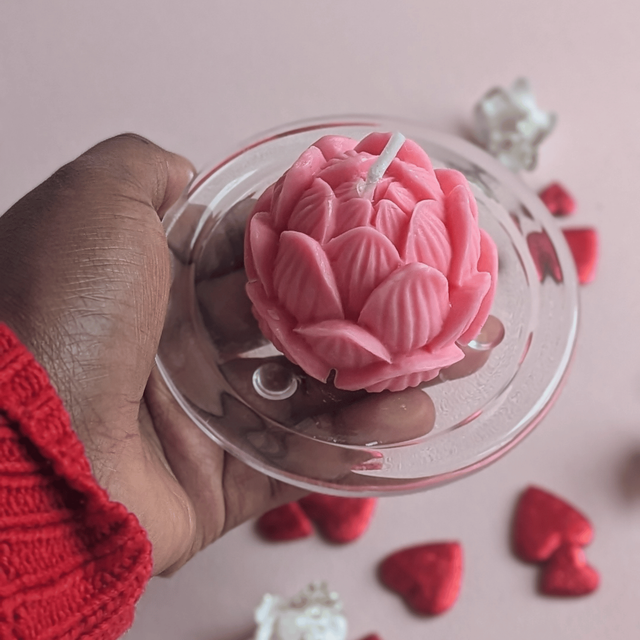 🕯️ Bougie moulée Lotus 60g – Vanille