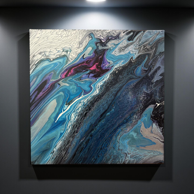 Hand Poured Acrylic Abstract Painting - 20x20 inch - POPOLS120