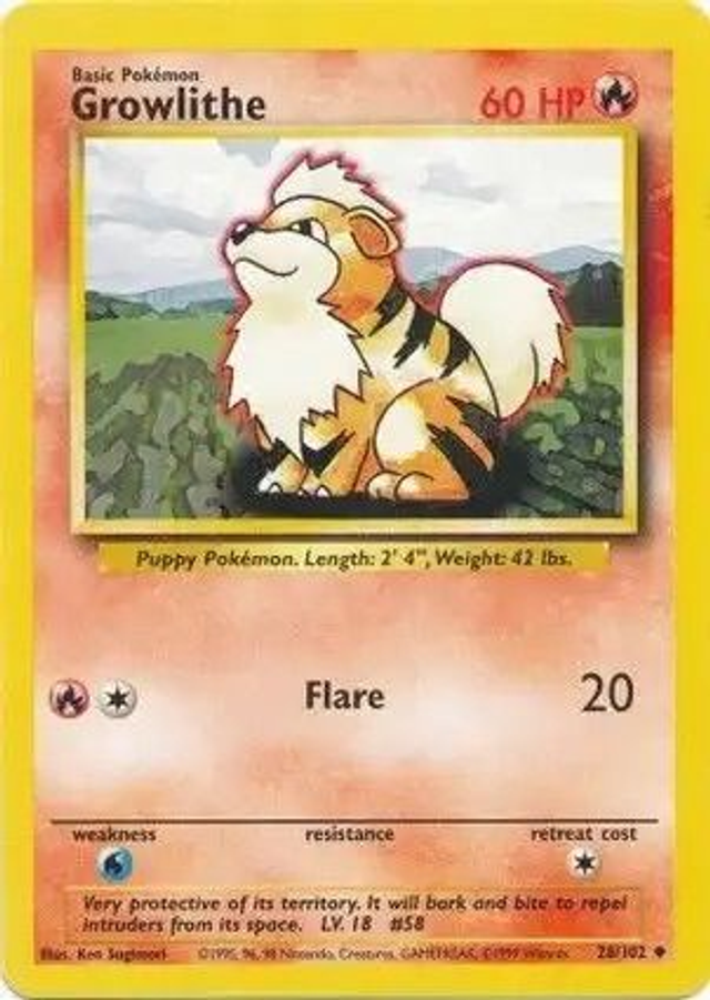 Growlithe - 28/102 (Base Set Unlimited)