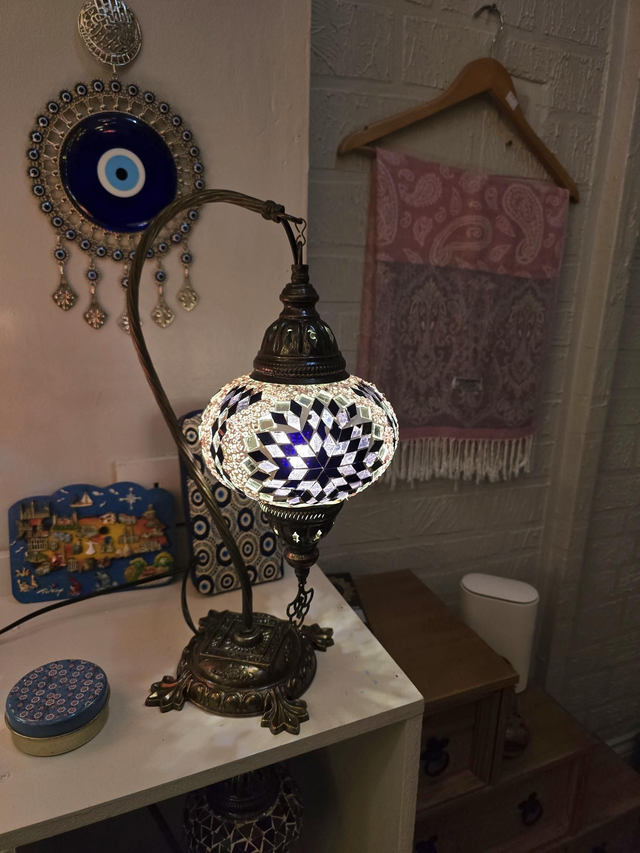 Large Mosaic Swanneck Table Lamp
