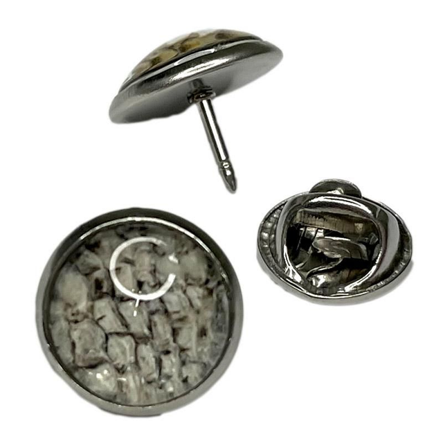 Cabochon Pin 12mm mit Zander-Leder hell
