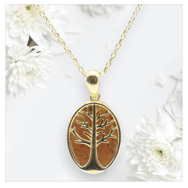 "Grenat" - Collier argent 925 arbre de vie 