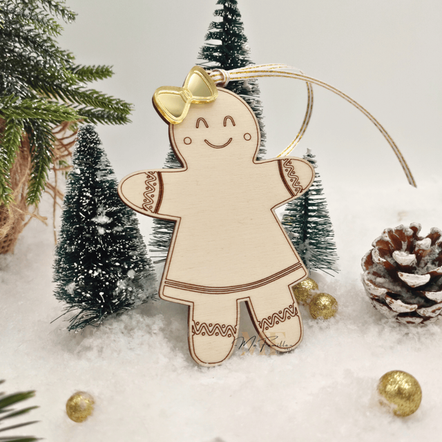 Décoration sapin - Bonhomme pain d'épice "FILLE"