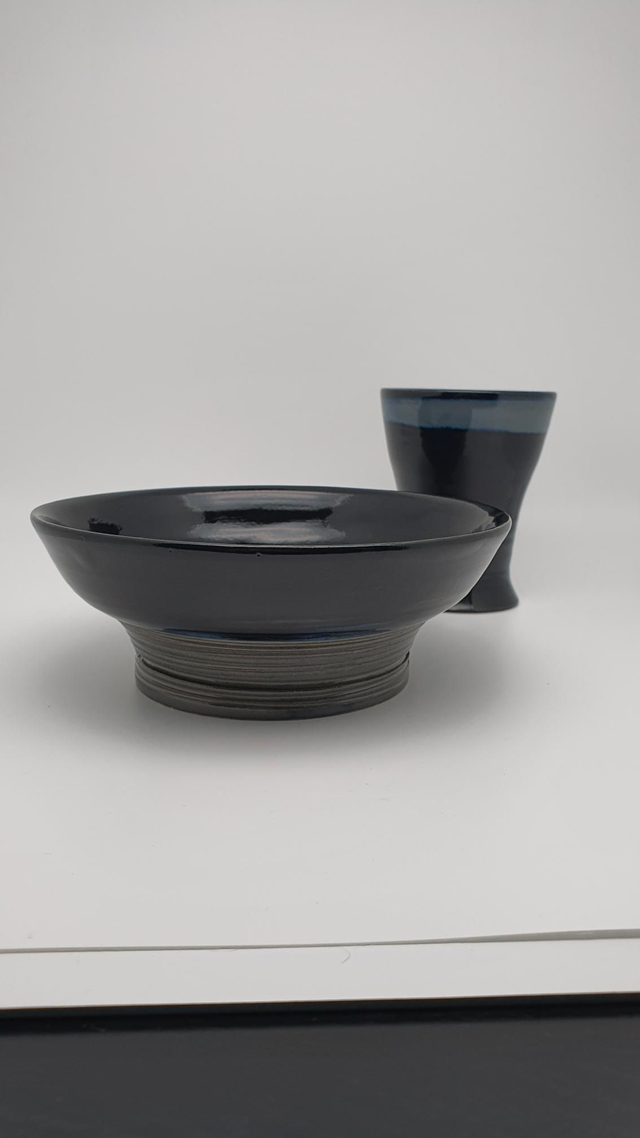 Ensemble Bol Et Verre Bleu Nuit