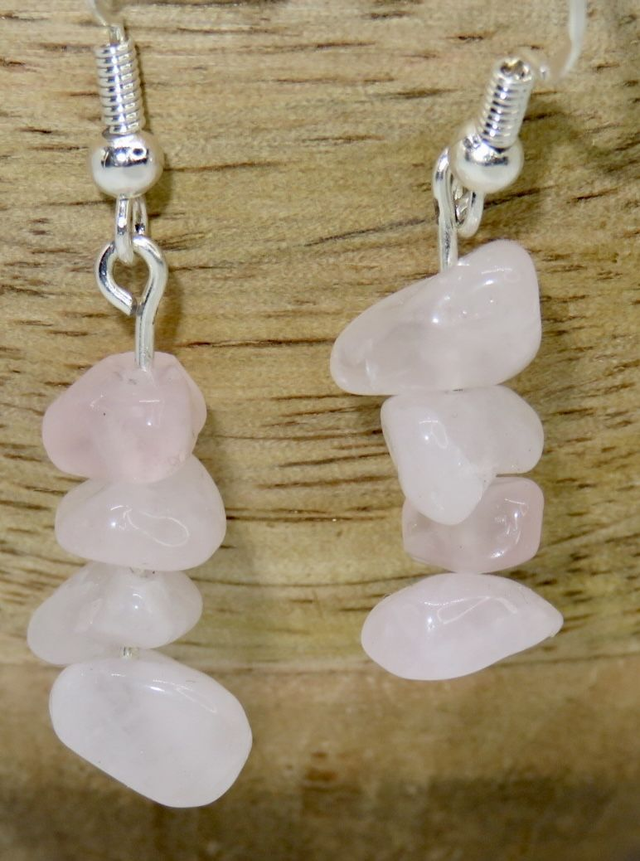 Boucle d'oreille pendante en Quartz rose