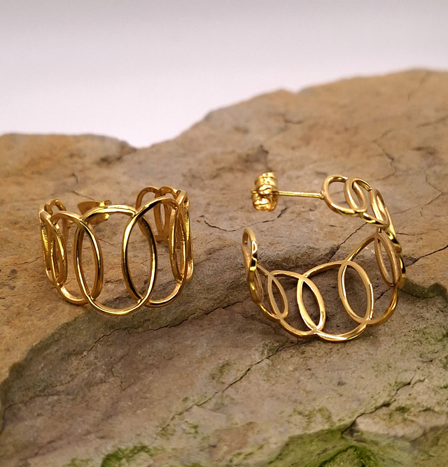 Annissa-Boucles d'oreilles anneaux entrelacés