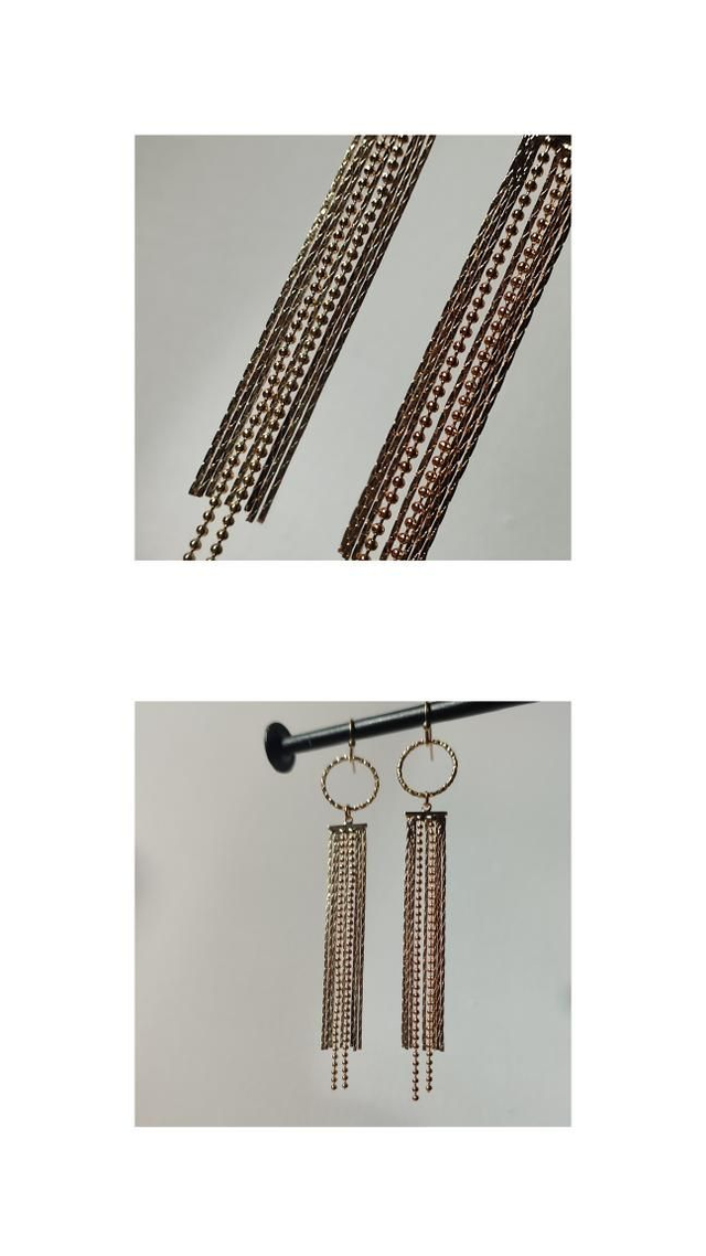 Boucles cercles ciselés et pampilles en acier inoxydable doré -sans nickel, pièce unique 