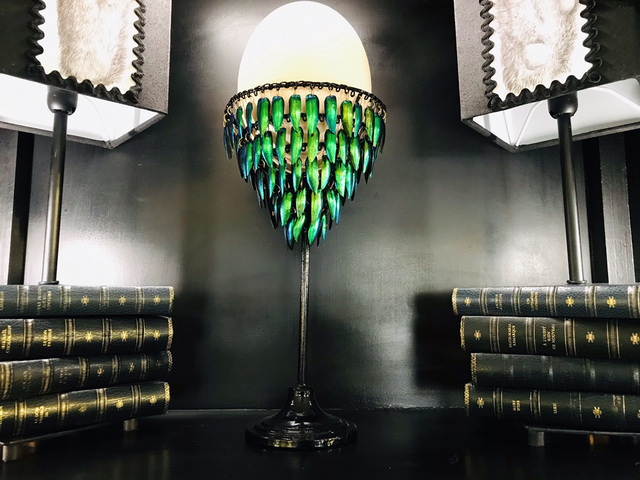 Bougeoir en élytres de coléoptères 