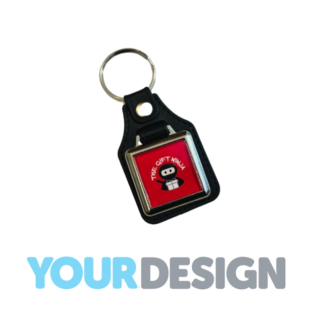 Promotional Keyrings - Square faux leather 