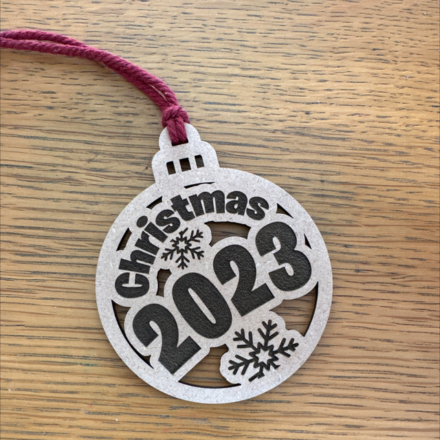 Wooden laser cut and hand-finished “Christmas 2023” Hanger
