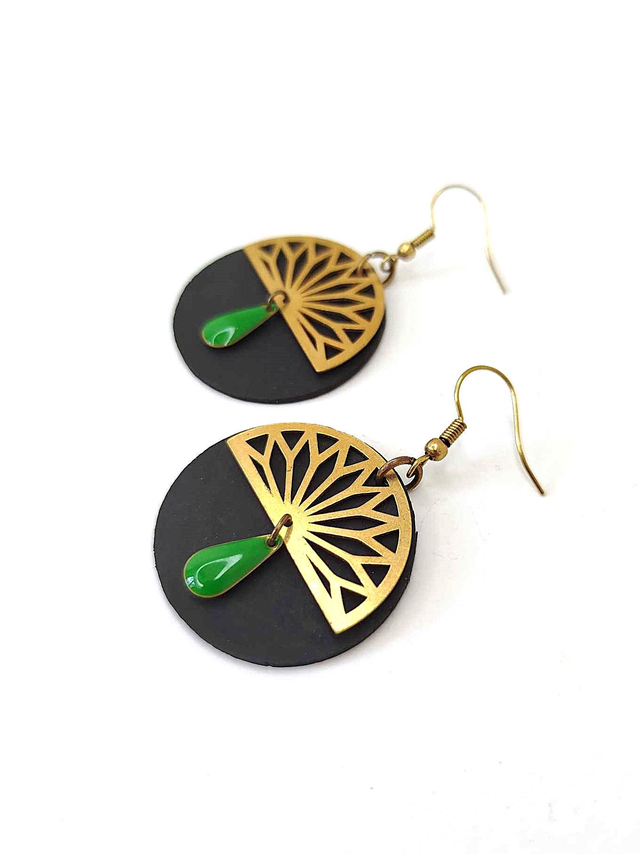 Boucles d'Oreilles Asymétriques Upcyclées  en Chambre à air Recyclée - Mozaïques