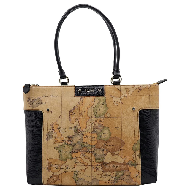 Borsa a spalla shopping bag Alviero Martini Prima Classe beige nero donna