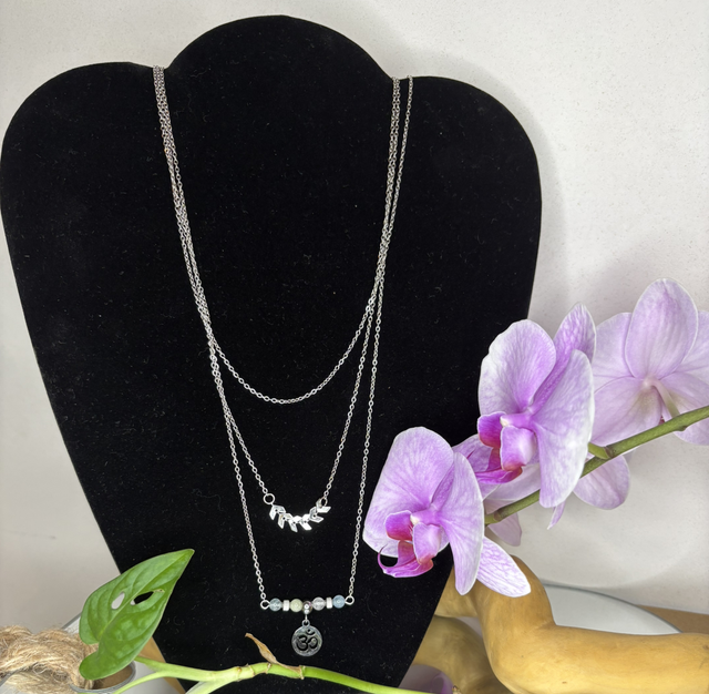 Collier OM et aigue-marine 