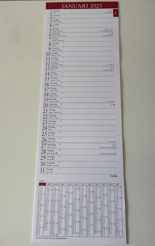 Bordskalender röd