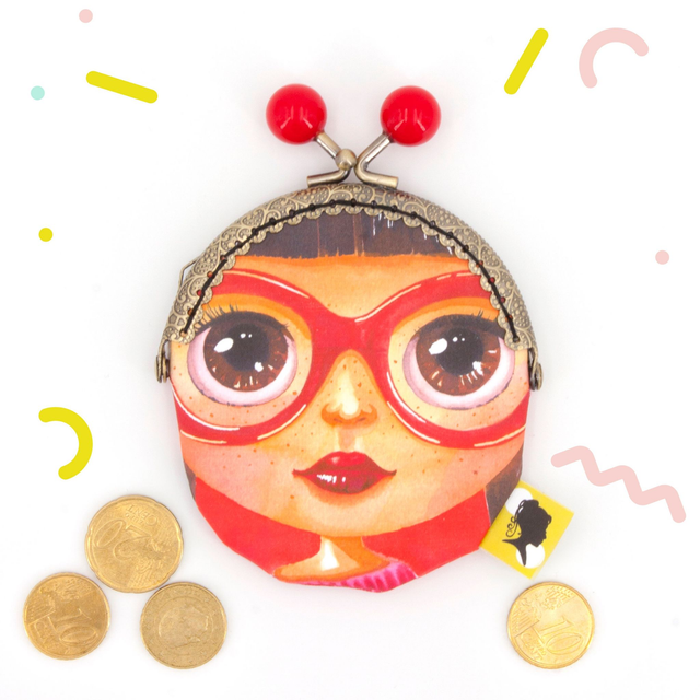 Porte monnaie clip CERISE