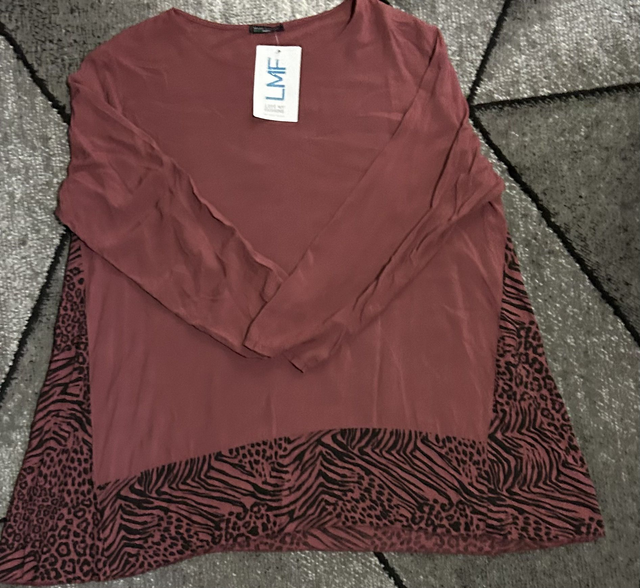 LMF - Pink Top with Camo Hem - 359