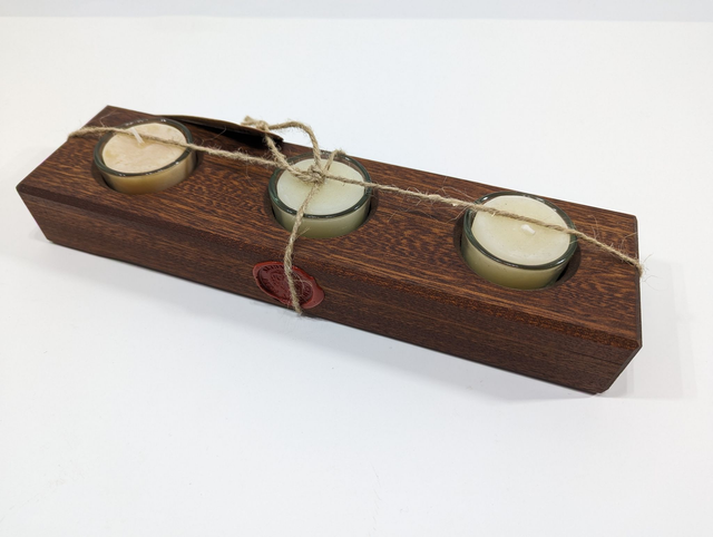Teelichthalter Mahagoni 3er