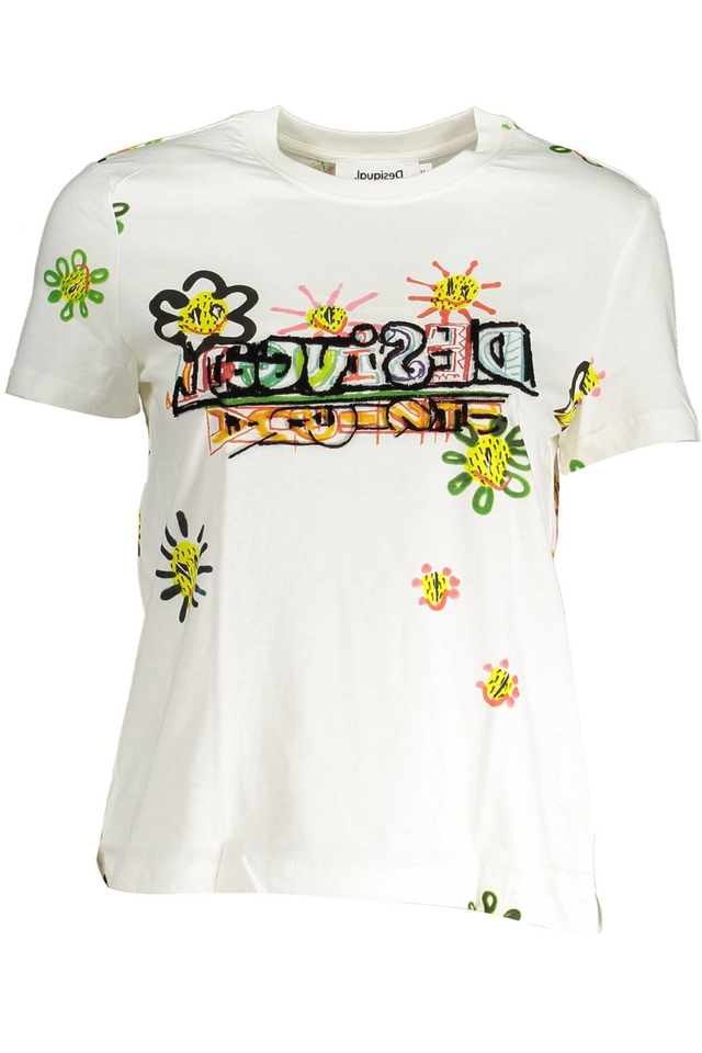 DESIGUAL T-SHIRT MANICHE CORTE DONNA BIANCO