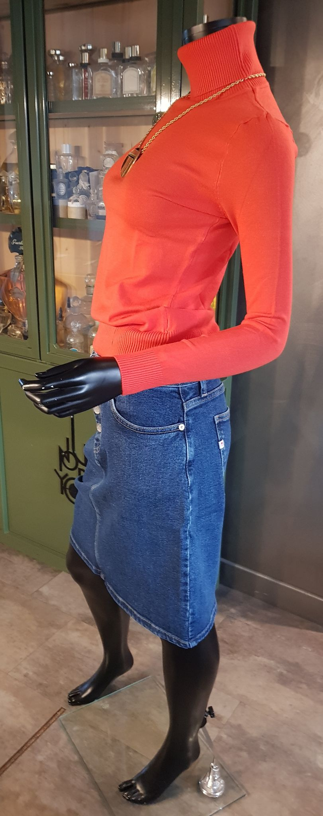 Jupe jean's droite 1083 Modèle 291H super Denin indigo bleu océan