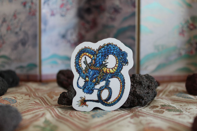 Autocollant dragon bleu
