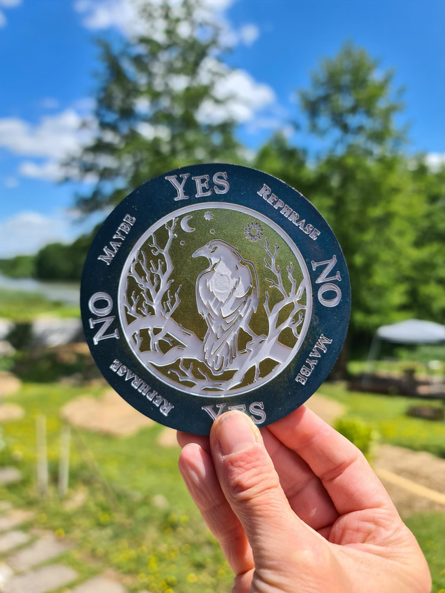 Planche à pendule Corbeau bleu-or